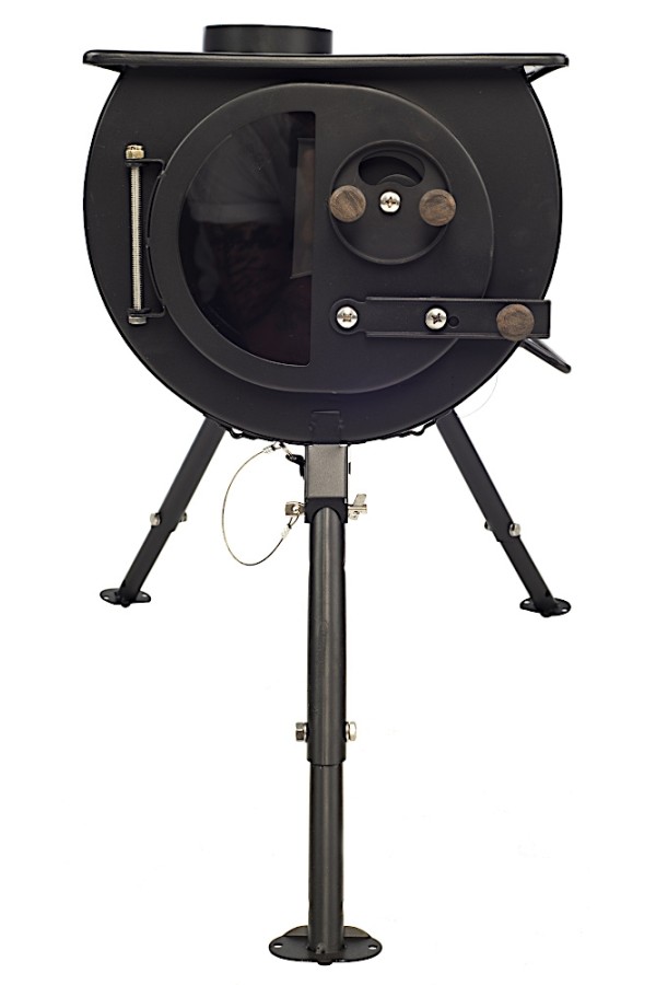 FRONTIER PLUS : Poêle à bois portable avec table de cuisson - Vue de face - Marque Anevay Stove