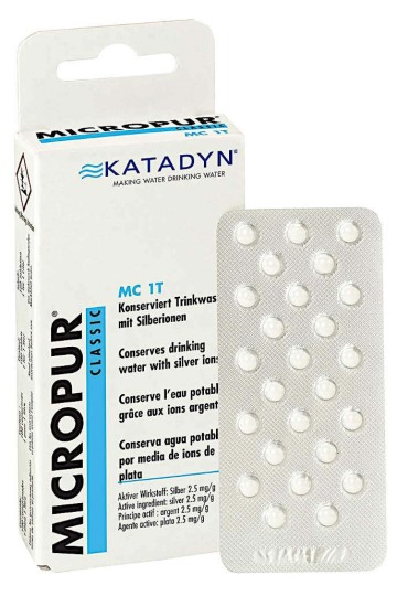 MICROPUR CLASSIC MC 1T : Conservation de l'eau - Ions argent et chlore - 100 comprimés - Marque Katadyn